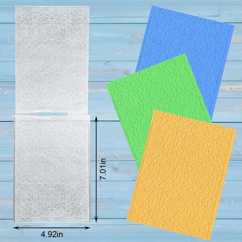 ALIBBON Flower Background Plastic Embossing Folders for Card Making, Flower Frame Embossing Folders for DIY Scrapbooking, Lace Flowers Template Folders for Paper Craft Photo Album Decorations - Image 2